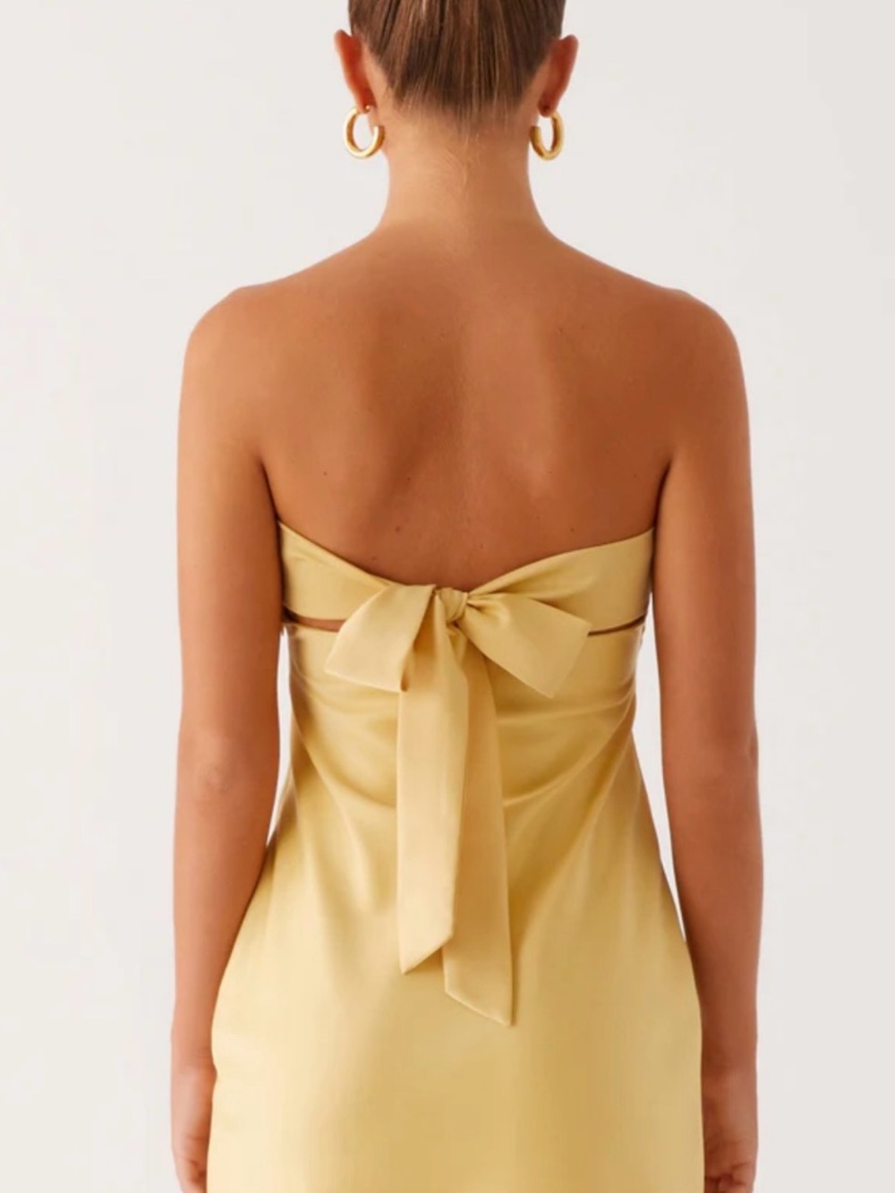 Peppermayo Strapless Tie-Back Slip Dress in Soft Yellow
